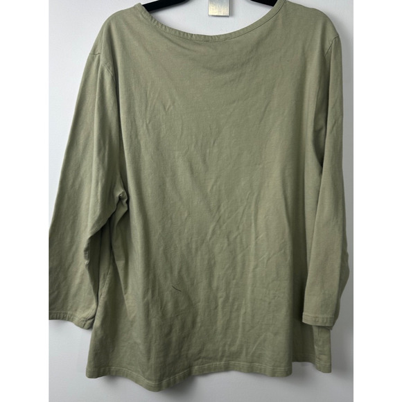 Women's Sweet Magnolia Embroidered 3/4 Sleeve Blouse Size XXL Green Boho A27 - Picture 4 of 6